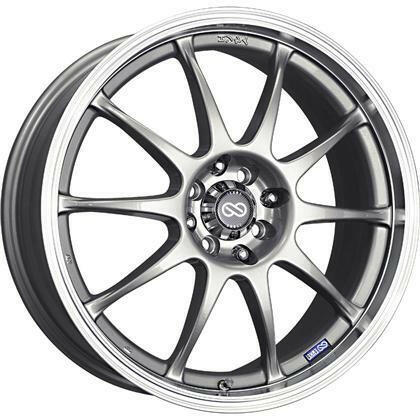 J10 16x7 5x112/+38mm Offset 72.62mm Bore Dia Silver w/ Machined Lip Wheel by Enkei.