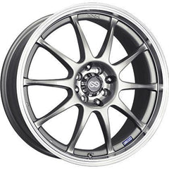 J10 16x7 5x112/+38mm Offset 72.62mm Bore Dia Silver w/ Machined Lip Wheel by Enkei.
