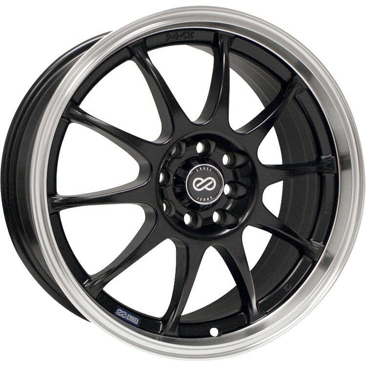Enkei J10 5x112/5x114.3 18” Wheels in Black with a Machined Lip.