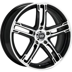 Enkei FD-05 5x114.3 15” Wheels in Black with Machined Spoke Faces and Outer Lip Ring.