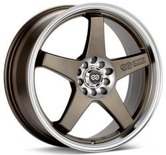 EV5 18x7.5 5x100/+38mm Offset 72.6 Bolt Diameter Matte Bronze w/ Machined Lip Wheel by Enkei.