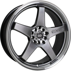 Enkei EV5 5x100/5x114.3 18” Wheels in Hyperblack with a Machined Lip.