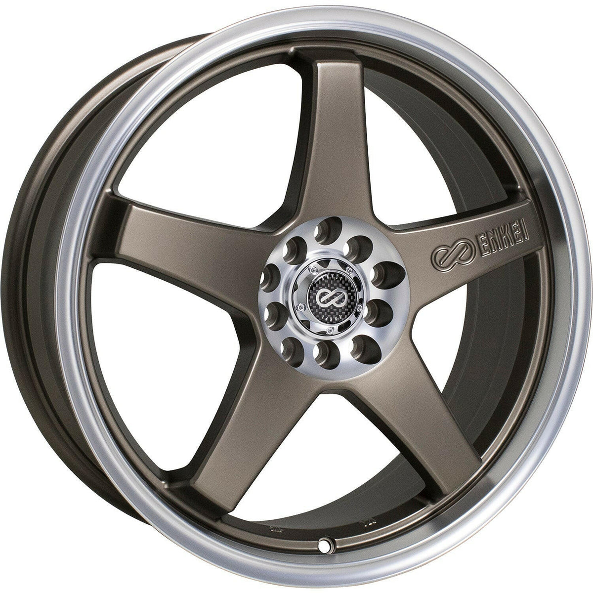 Enkei EV5 5x100/5x114.3 18” Wheels in Bronze with a Machined Lip (446-875-0245ZP).
