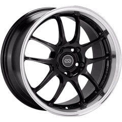 Enkei PF01 5x114.3 17” Wheels in Black with a Machined Lip.