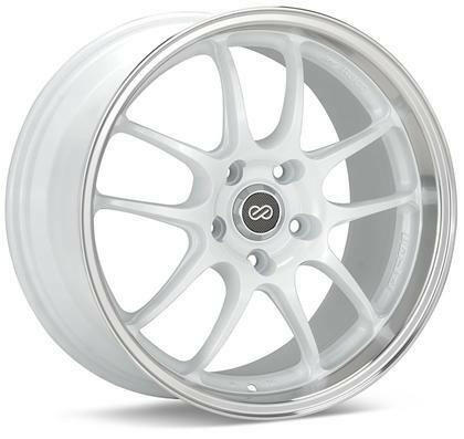 PF01SS 17x9 5x114.3 48mm Offset 75mm Bore Diameter White with Machined Lip Wheel by Enkei.