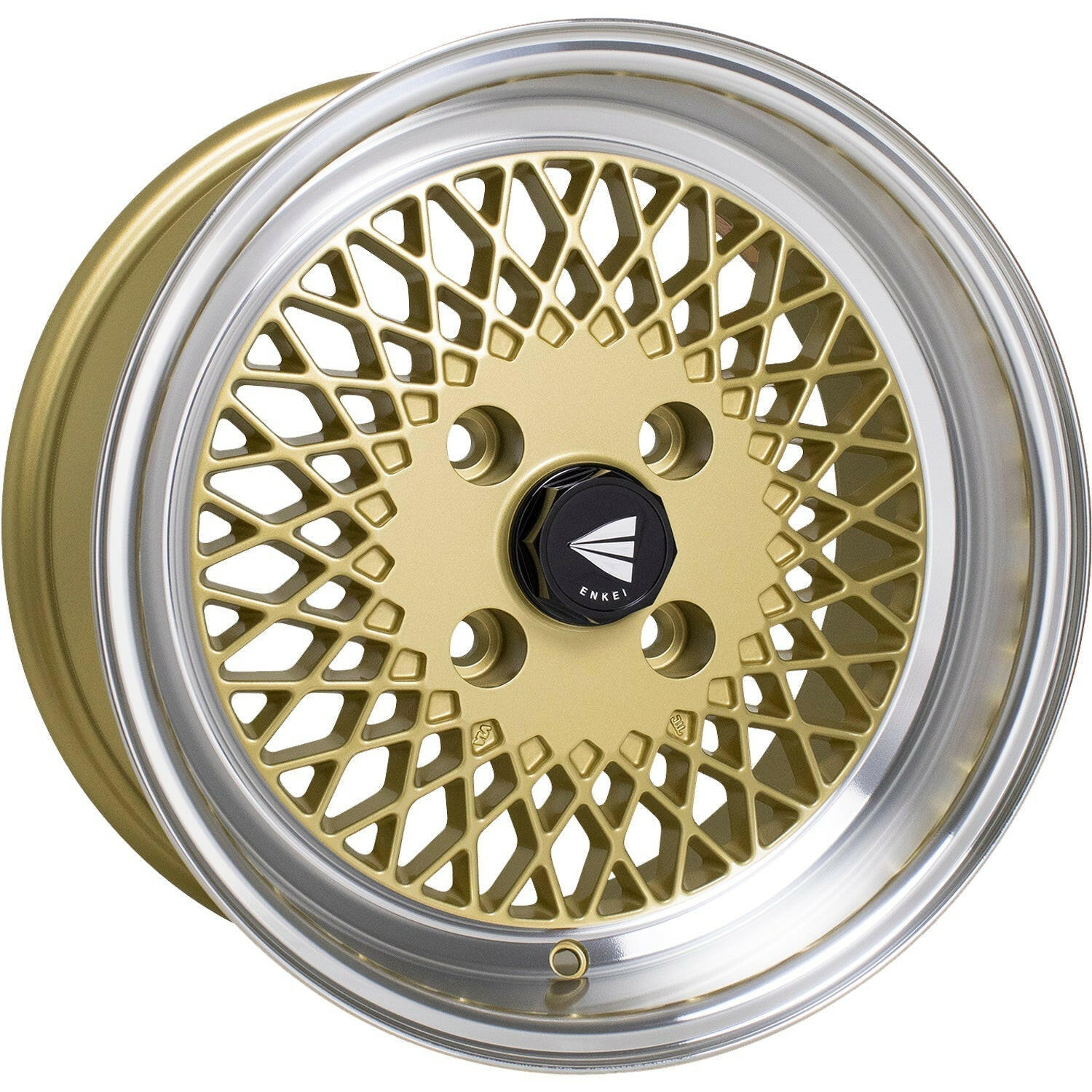 Enkei Enkei92 5x114.3 15” Wheels in Gold with a Machined Lip.