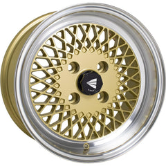 Enkei Enkei92 5x114.3 15” Wheels in Gold with a Machined Lip.