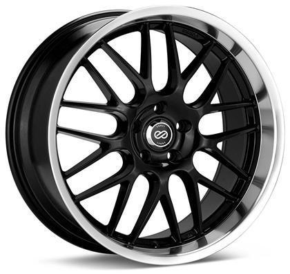 Lusso 20 x 8.5 40mm Offset 5x120 72.6 Bore Black w/ Machined Lip Wheel by Enkei.