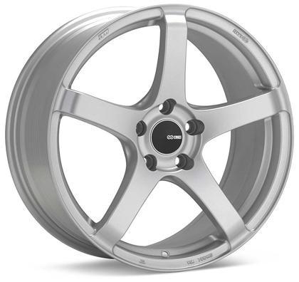 Kojin 18x9.5 15mm Inset 5x114.3 Bolt Pattern 72.6mm Bore Dia Matte Silver Wheel by Enkei.