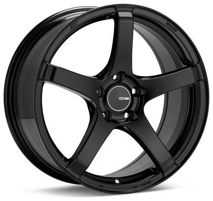 Kojin 18x9.5 30mm Inset 5x114.3 Bolt Pattern 72.6mm Bore Dia Matte Black Wheel by Enkei.