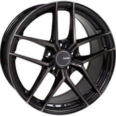Enkei TY5 5x114.3 18” Wheels in Black with Dark Tinted Spoke Faces and Lip Ring.