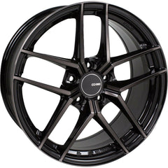 Enkei TY5 5x114.3 18” Wheels in Black with Dark Tinted Spoke Faces and Lip Ring.