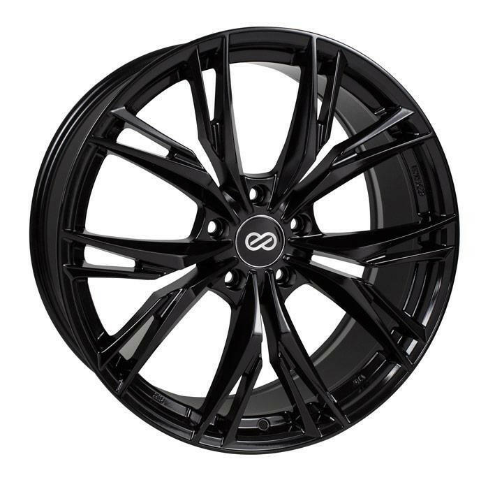 Enkei ONX 5x114.3 17x7.5” +45mm Offset Gloss Black Wheels.