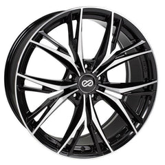 Enkei ONX 5x114.3 17x7.5” +45mm Offset Black Machined Wheels.