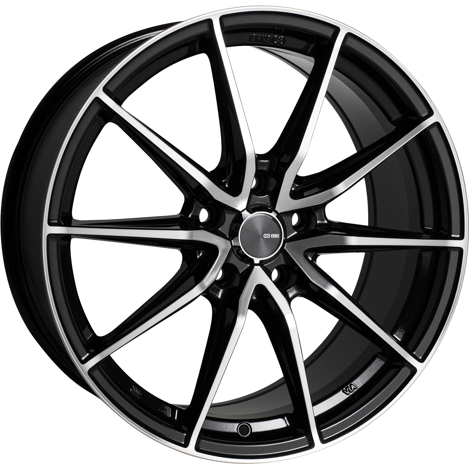 Enkei Draco 5x114.3 16” Wheels in Black with Machined Spoke Faces and Outer Lip Ring.