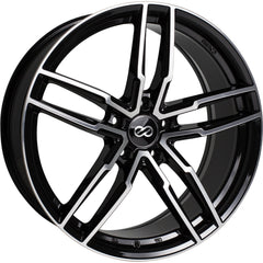 Enkei SS05 5x114.3 20” Wheels in Black with Machined Spoke Faces and Outer Lip Ring.