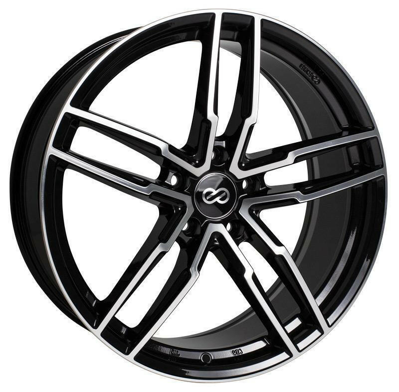 Enkei SS05 5x114.3 18x8.0” +38mm Offset Black Machined Wheels.
