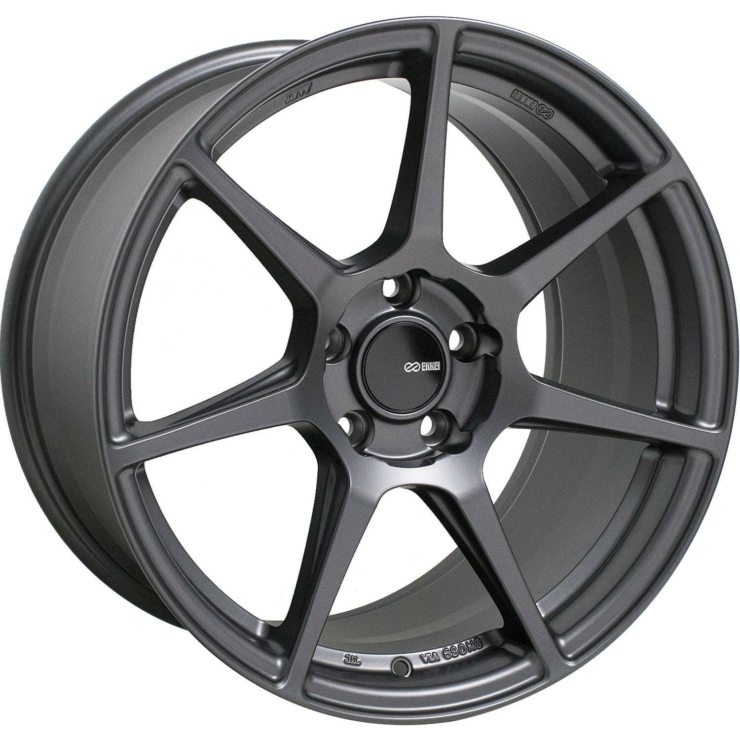 Enkei TFR 5x114.3 18” Wheels in Matte Gunmetal Gray.