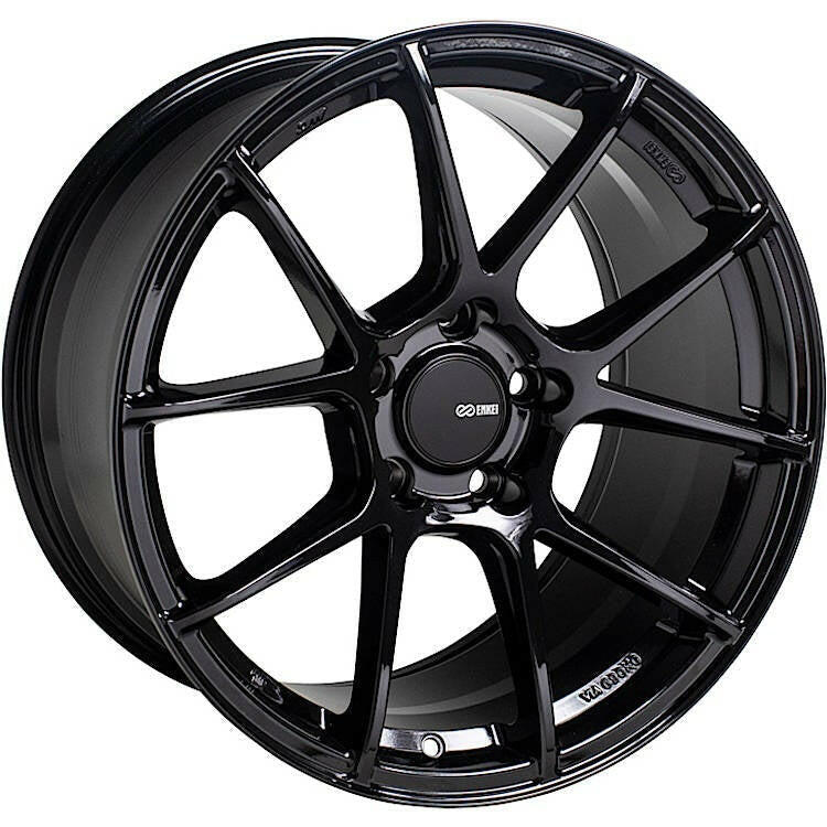 Enkei TSV 5x114.3 17” Wheels in Gloss Black.