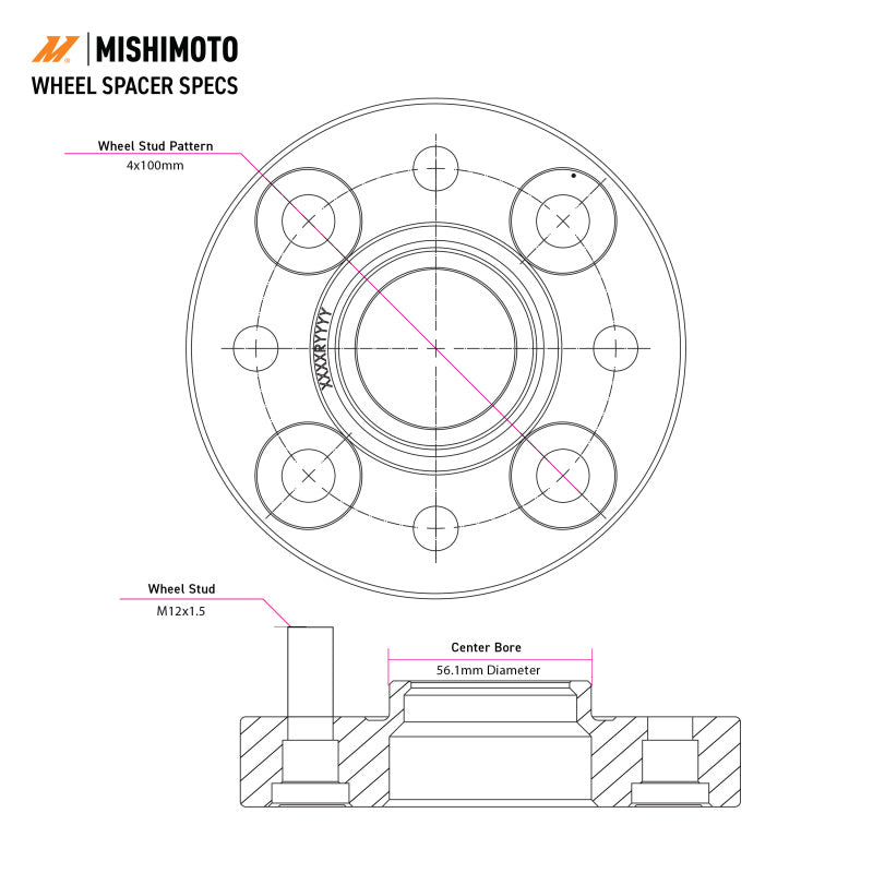 Mishimoto Wheel Spacers - 5x100 - 56.1 - 35 - M12 - Black
