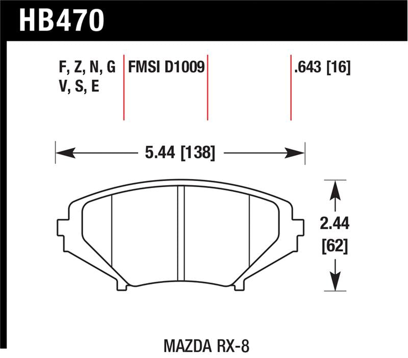 Hawk 08-10 Mazda RX-8 Grand Touring/Sport/Touring / 04-07 RX-8 DTC-60 Race Front Brake Pads