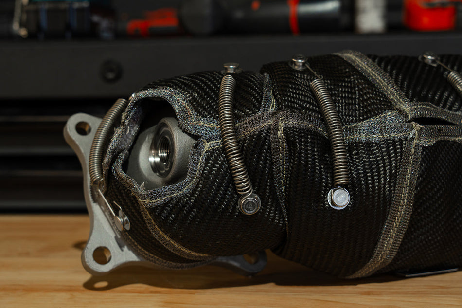 TSP x PTP Form Fitting Black Lava Downpipe Blanket for 2017+ Honda/Acura - TSP HEDP - FK8 Accord TLX RDX