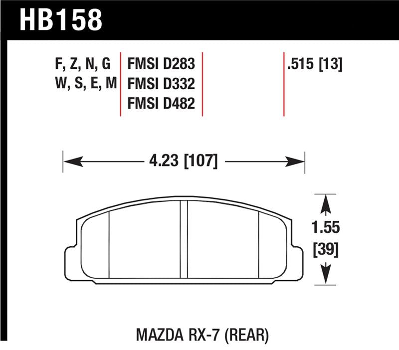 Hawk 84-91 Mazda RX-7 / 03-05 Mazda 6 Blue 9012 Race Rear Brake Pads