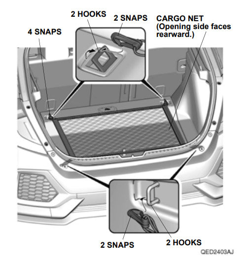 Genuine Honda 2017-2021 Civic Hatchback Trunk Cargo Net