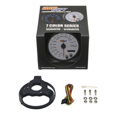 GlowShift White 7-Color 3-3/4” In-Dash Speedometer Gauge 0-220 KMH (GS-W717-KM).