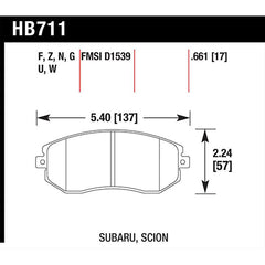 Hawk Performance Ceramic Front Brake Pads | 2022 Subaru BRZ/Toyota GR86 and 2013-2021 Subaru BRZ/Scion FR-S/Toyota 86 (HB711Z.661)
