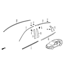 Honda OEM Front Door Window Bottom Molding - Passenger Side | 2016-2021 Honda Civic Sedan (72410-TBA-A01).