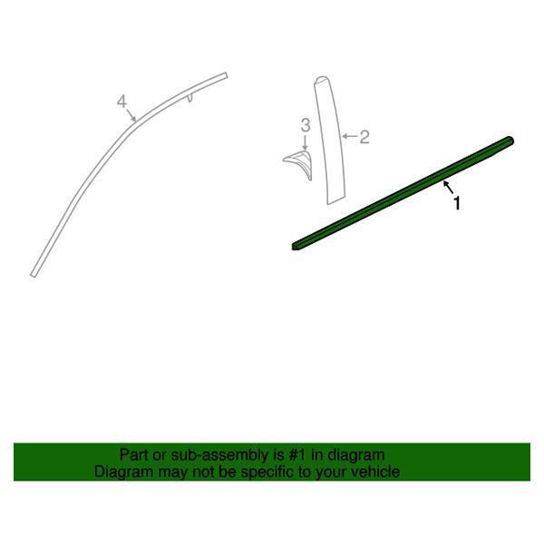 Honda OEM Front Door Window Bottom Molding - Driver Side | 16-21 Honda Civic Sedan (72450-TBA-A01).