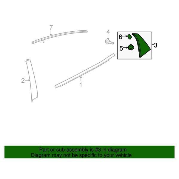 Honda OEM Rear Door Window Quarter Garnish - Driver Side | 17-21 Honda Civic Hatch (72761-TGG-A01).