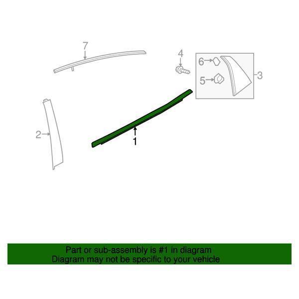 Honda OEM Rear Door Window Bottom Molding - Passenger Side | 17-21 Honda Civic Hatch (72910-TGG-A01).