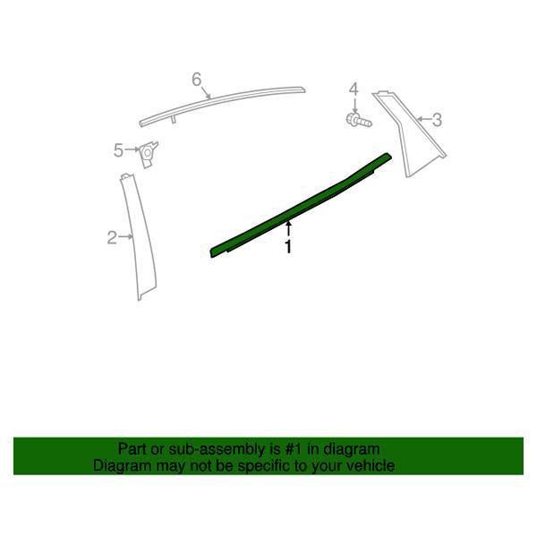 Honda OEM Rear Door Window Bottom Molding - Driver Side | 16-21 Honda Civic Sedan (72950-TBA-A01).