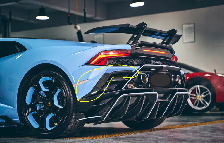 Paktechz Dry Carbon Fiber Rear Bumper Canards -  Lamborghini Huracan EVO.
