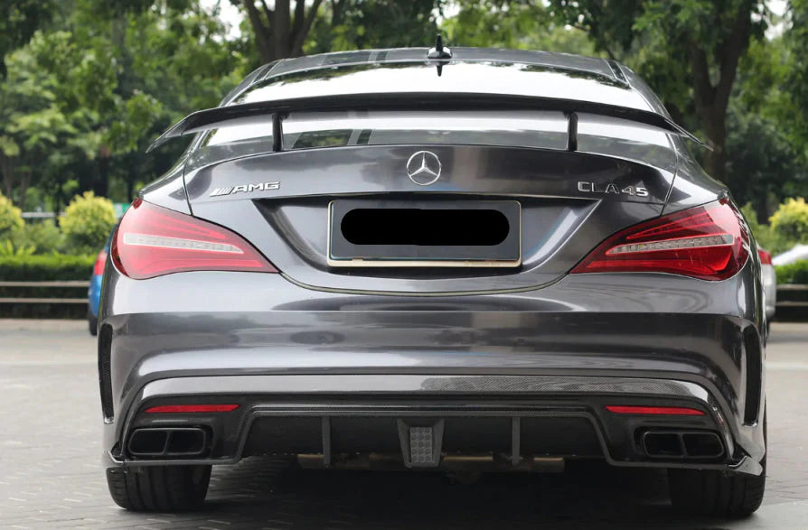 Paktechz Prepreg Carbon Fiber Rear Bumper Diffuser w/ LED & Side Canard - Mercedes Benz W117 C117 CLA220 CLA250 CLA260 CLA45 2013-2018.