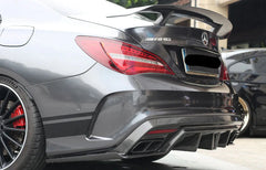 Paktechz Prepreg Carbon Fiber Rear Bumper Diffuser w/ LED & Side Canard - Mercedes Benz W117 C117 CLA220 CLA250 CLA260 CLA45 2013-2018.