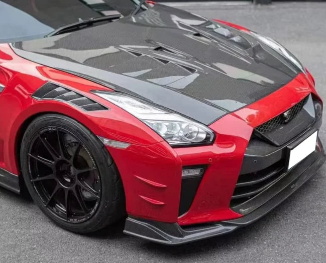 Carbon Fiber T Style Vented Front Engine Hood - Nissan R35 GTR 2008-2024.