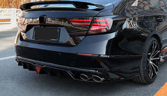 Gloss Black Honda Accord Rear Diffuser + Corner Apron Spats W/ LED.