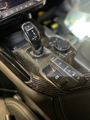 Carbon Fiber Gear Shift Panel Trim Gloss - Toyota Supra A90 MK5.