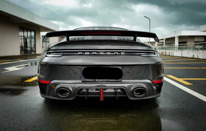 Dry Carbon Fiber Body Rear Bumper w/ Diffuser - Porsche 911 992 Turbo S.