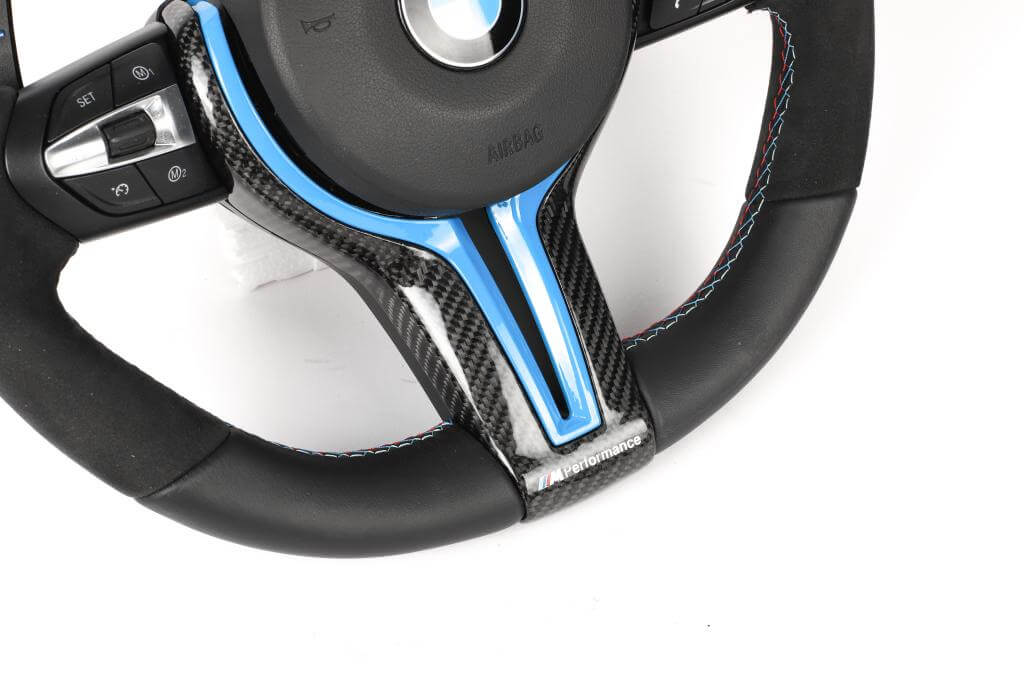 M Performance Carbon Fiber Steering Wheel w/ Blue trim- BMW F Chassis.