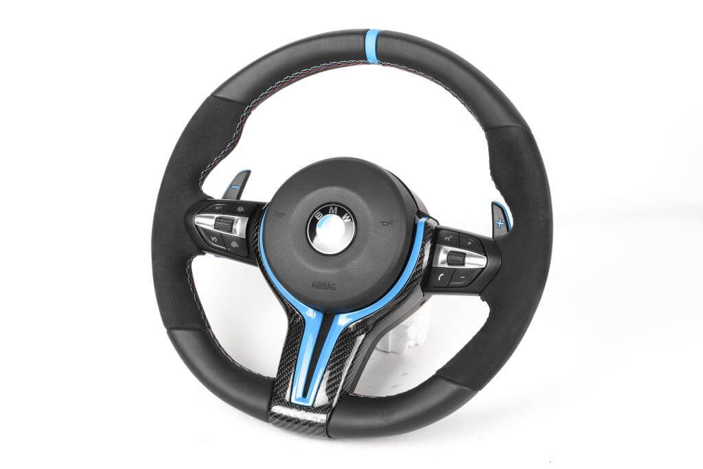 M Performance Carbon Fiber Steering Wheel w/ Blue trim- BMW F Chassis.