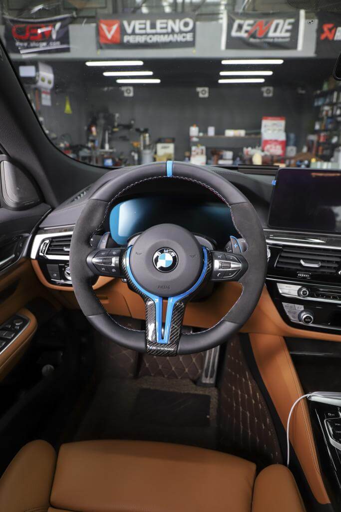 M Performance Carbon Fiber Steering Wheel w/ Red Trim- BMW F Chassis.