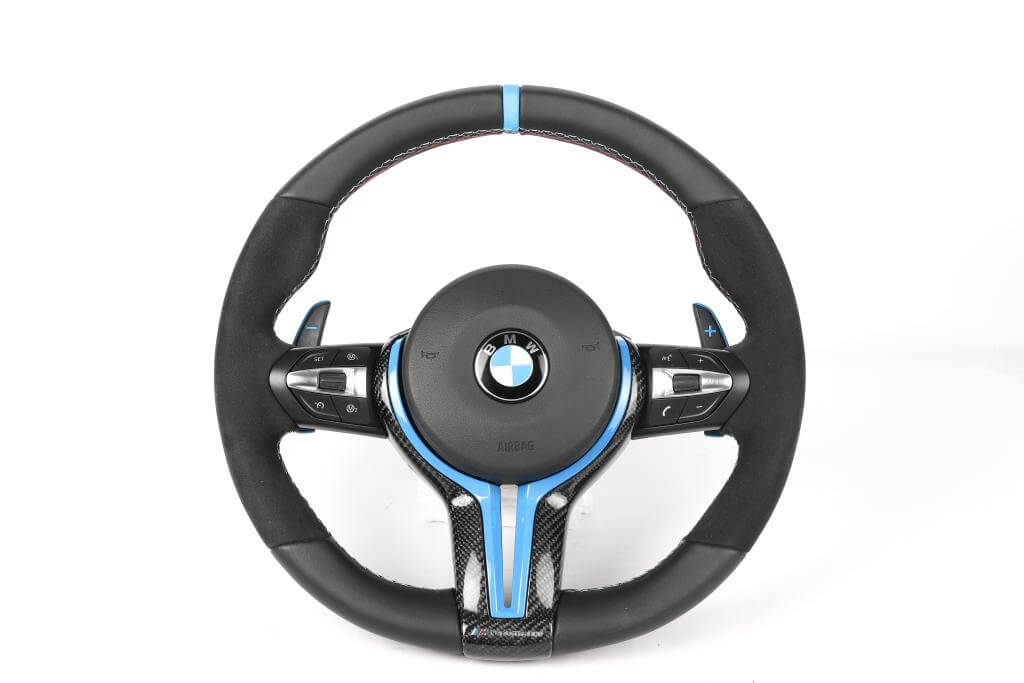 M Performance Carbon Fiber Steering Wheel w/ Blue trim- BMW F Chassis.