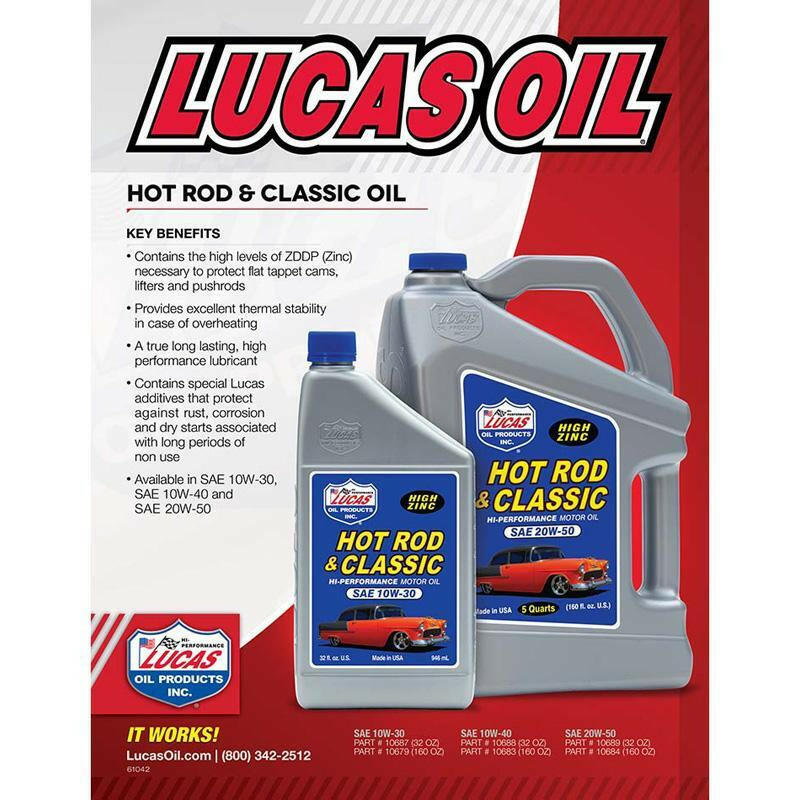 Lucas Oil Hot Rod & Classic Car SAE 10W-40 Motor Oil.
