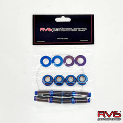 M10x1.25 Titanium Stud Set (4) with Safety Wire.