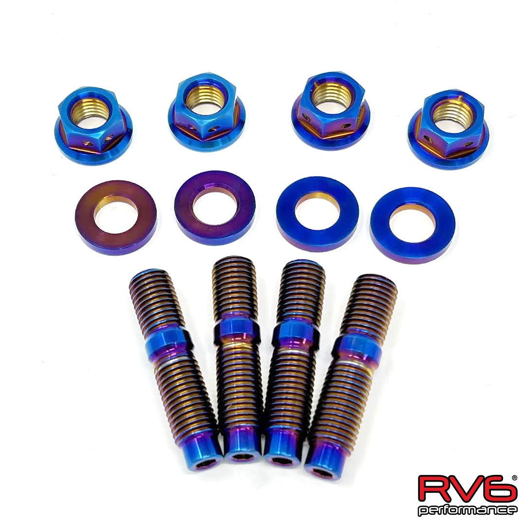 M10x1.25 Titanium Stud Set (4) with Safety Wire.