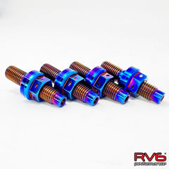 M10x1.25 Titanium Stud Set (4) with Safety Wire.